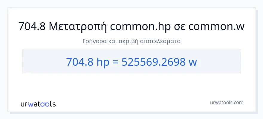 Μετατροπή 704.8 ιπποδύναμη σε βατ