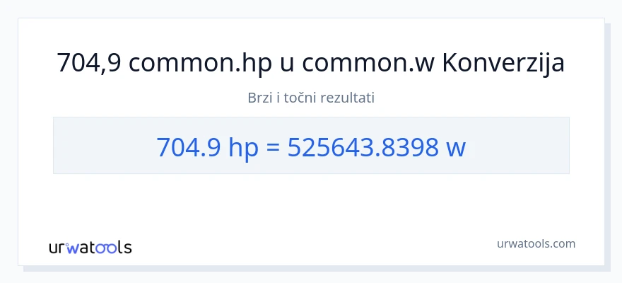 Konverzija od konjske snage do vati: 704.9