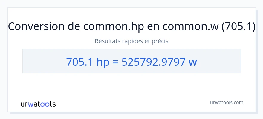 Conversion 705.1 chevaux-vapeur vers watts