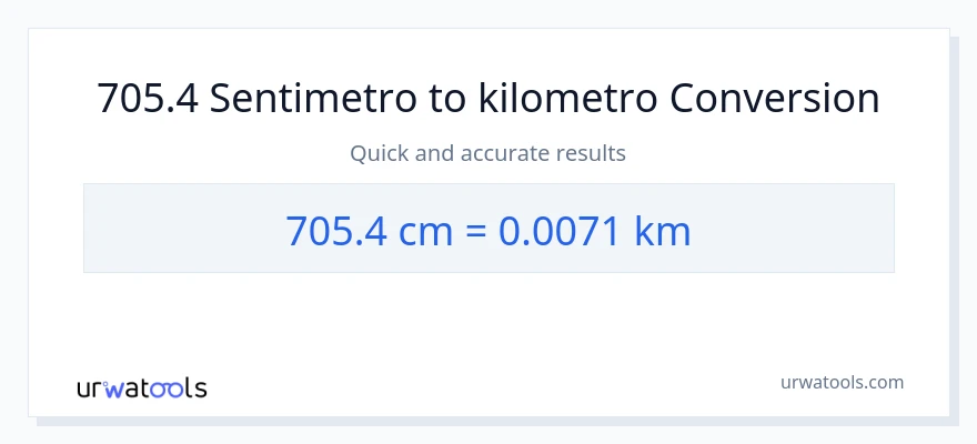 705.4 Mga Sentimetro patungong Kilometro na conversion