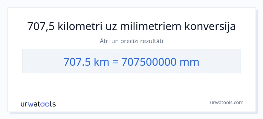 707.5 kilometri uz milimetri konversiju