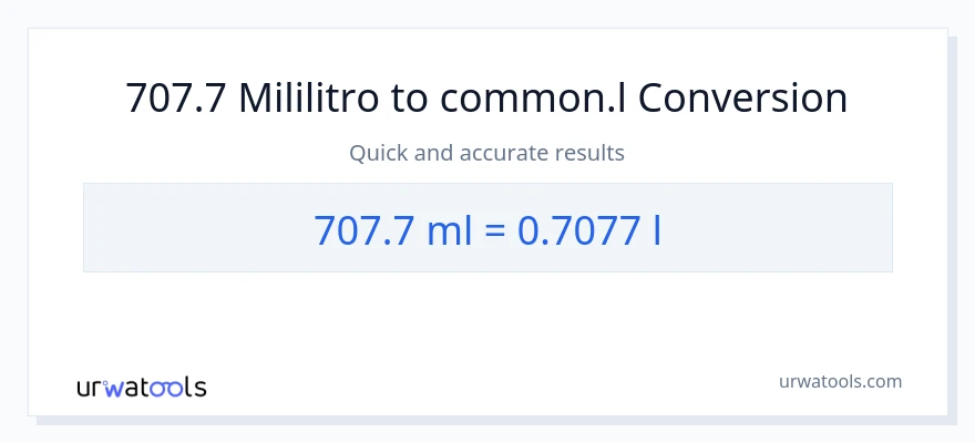 707.7 mga mililitro patungong Liters na conversion