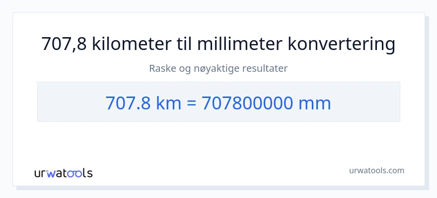 707.8 kilometer til millimeter konvertering