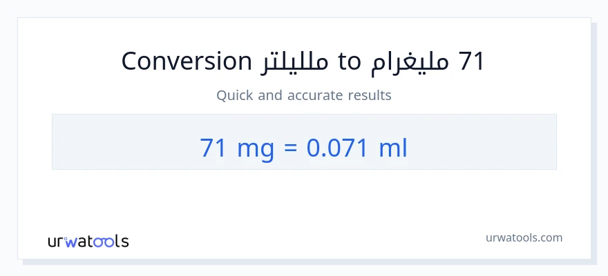 التحويل من 71 ملليغرام إلى ملليلتر