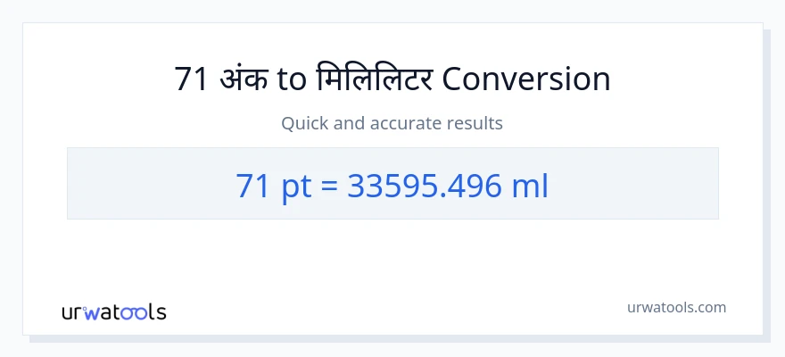 71 Pints बाट मिलिलिटर सम्म रूपान्तरण