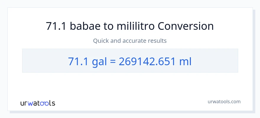 71.1 Mga galon patungong mga mililitro na conversion