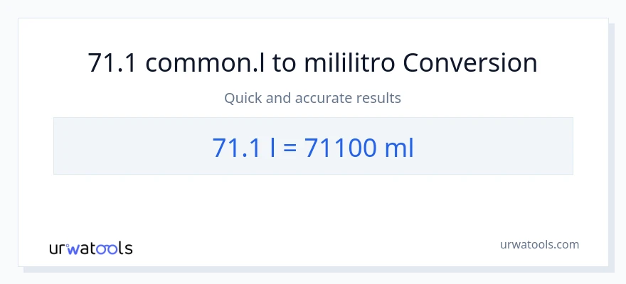 71.1 Liters patungong mga mililitro na conversion