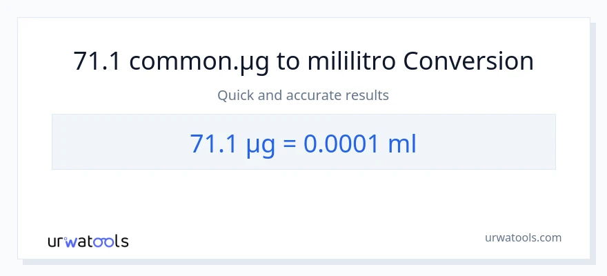 71.1 mga mikrogramo patungong mga mililitro na conversion