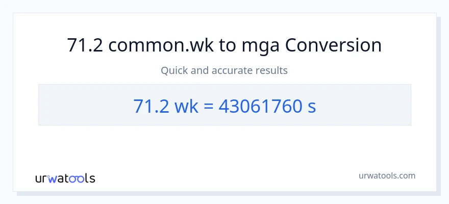 71.2 Mga Linggo patungong Segundo na conversion