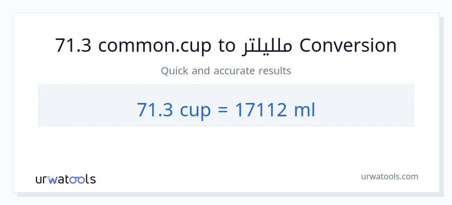التحويل من 71.3 أكواب إلى ملليلتر