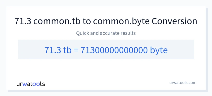 71.3 Terabytes 到 Bytes 轉換