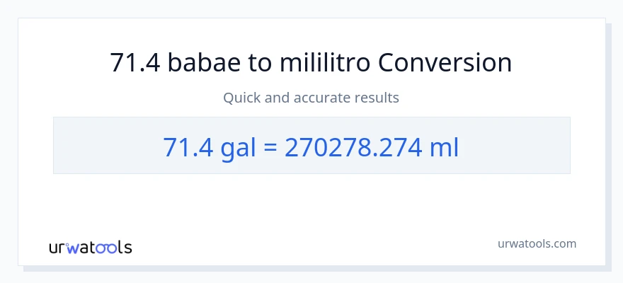 71.4 Mga galon patungong mga mililitro na conversion
