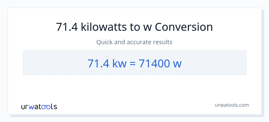 Conversió de 71.4 quilowatts a watts