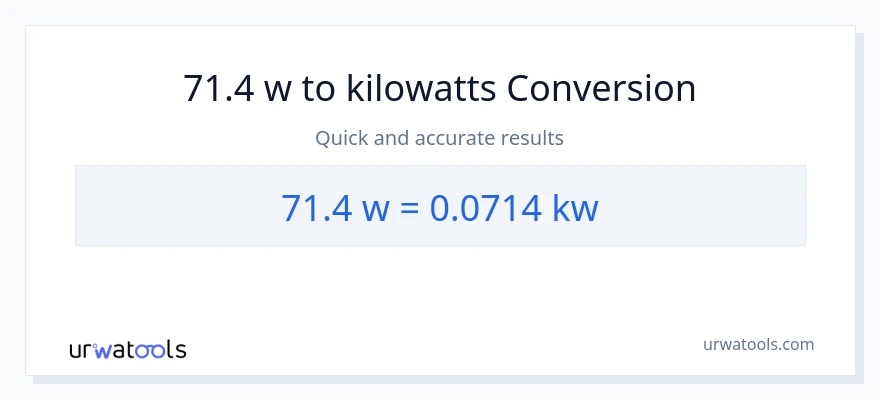 Conversió de 71.4 watts a quilowatts