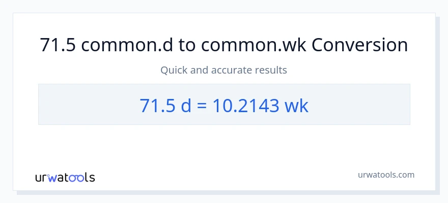 71.5 Mga Araw patungong Mga Linggo na conversion