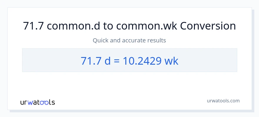 71.7 Mga Araw patungong Mga Linggo na conversion