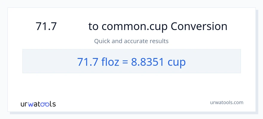 การแปลง 71.7 ออนซ์ของเหลว เป็น ถ้วย