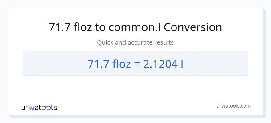 Conversió de 71.7 unces fluides a Liters