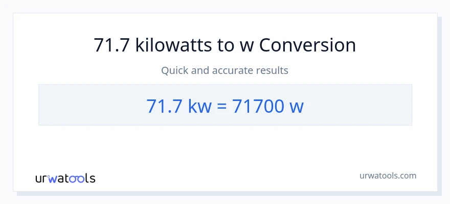 Conversió de 71.7 quilowatts a watts