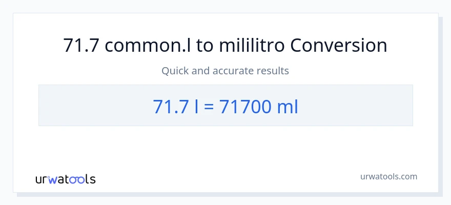 71.7 Liters patungong mga mililitro na conversion