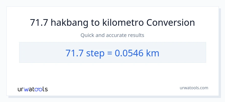 71.7 mga hakbang patungong Kilometro na conversion