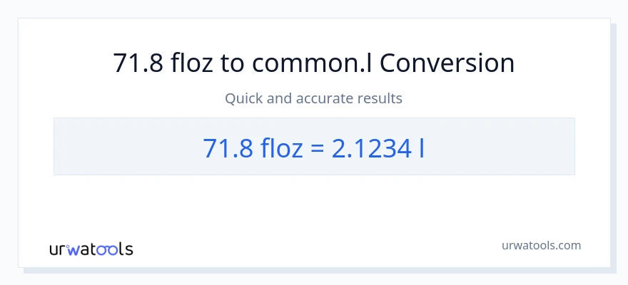 Conversió de 71.8 unces fluides a Liters