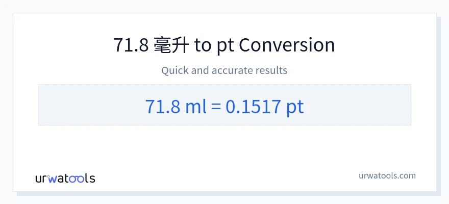 71.8 毫升 到 Pints 轉換