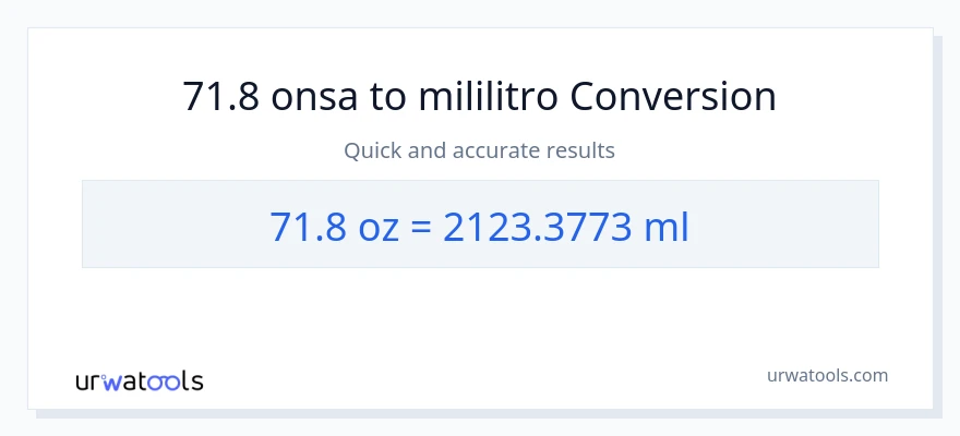 71.8 Mga onsa patungong mga mililitro na conversion