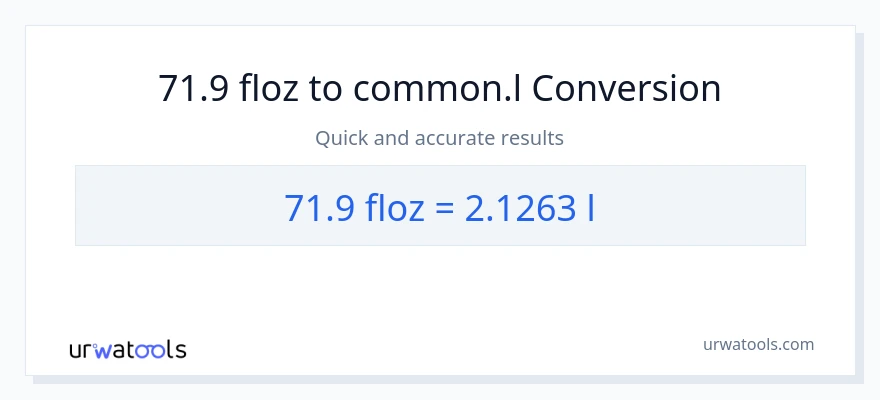 Conversió de 71.9 unces fluides a Liters
