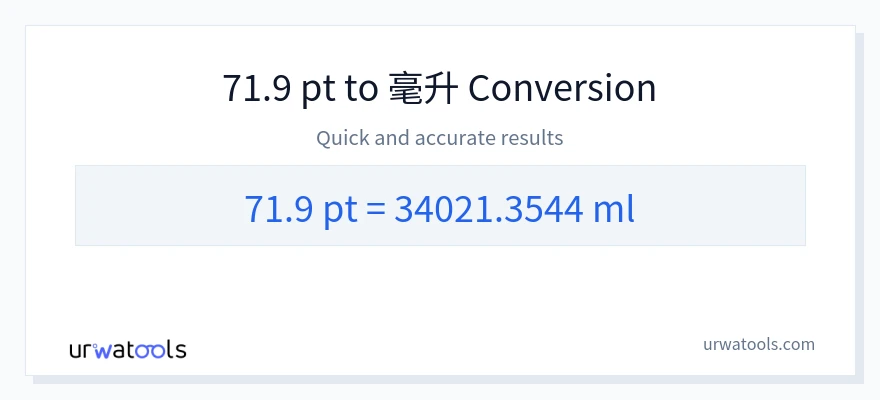 71.9 Pints 到 毫升 轉換