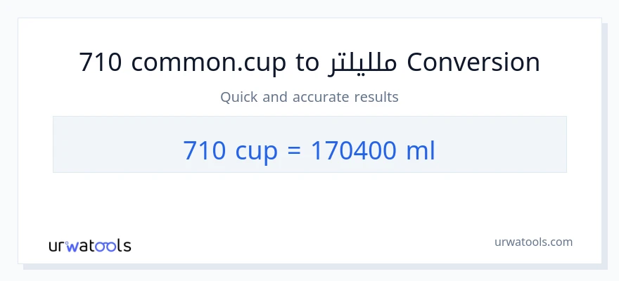 التحويل من 710 أكواب إلى ملليلتر