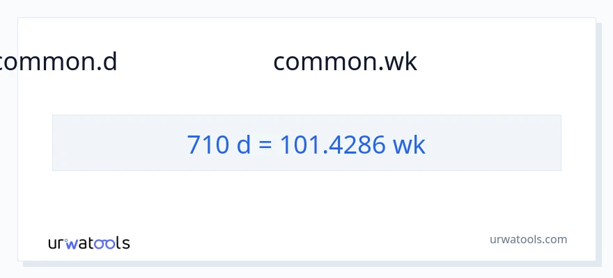 710 ദിവസങ്ങളിൽ ൽ നിന്ന് ആഴ്ചകൾ ലേക്ക് പരിവർത്തനം
