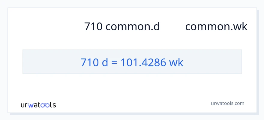 การแปลง 710 วัน เป็น สัปดาห์