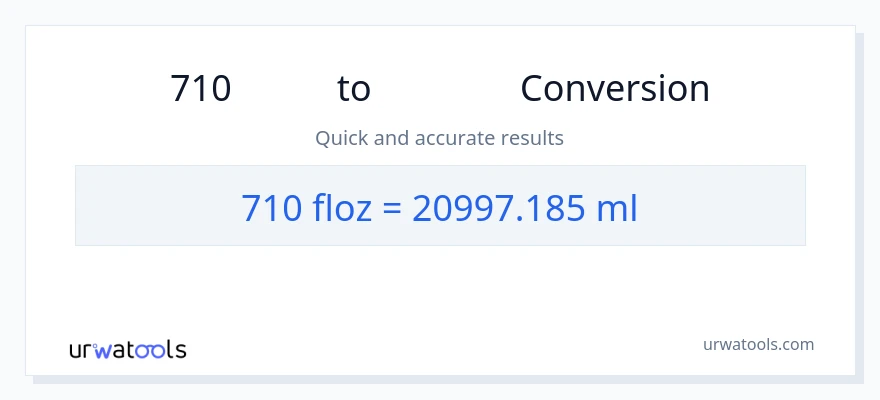 การแปลง 710 ออนซ์ของเหลว เป็น มิลลิลิตร