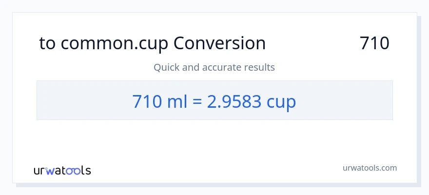 تبدیل 710 میلی‌لیتر به فنجان‌ها