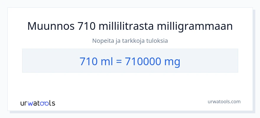 710 millilitraa - milligrammaa muunnos