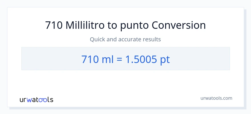 Conversione da 710 millilitri a Pints
