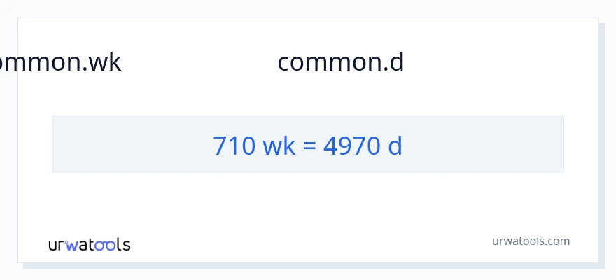 710 ആഴ്ചകൾ ൽ നിന്ന് ദിവസങ്ങളിൽ ലേക്ക് പരിവർത്തനം