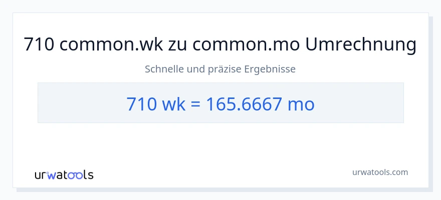 710 Wochen zu Monate Umwandlung