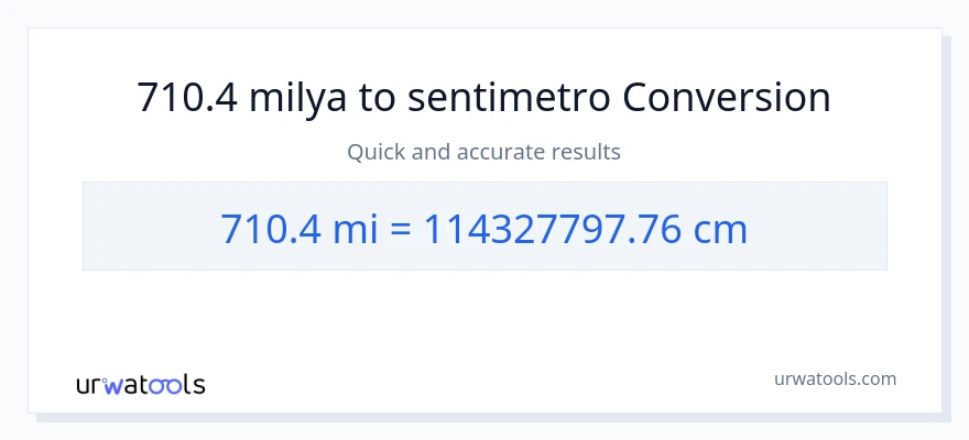 710.4 milya patungong Mga Sentimetro na conversion