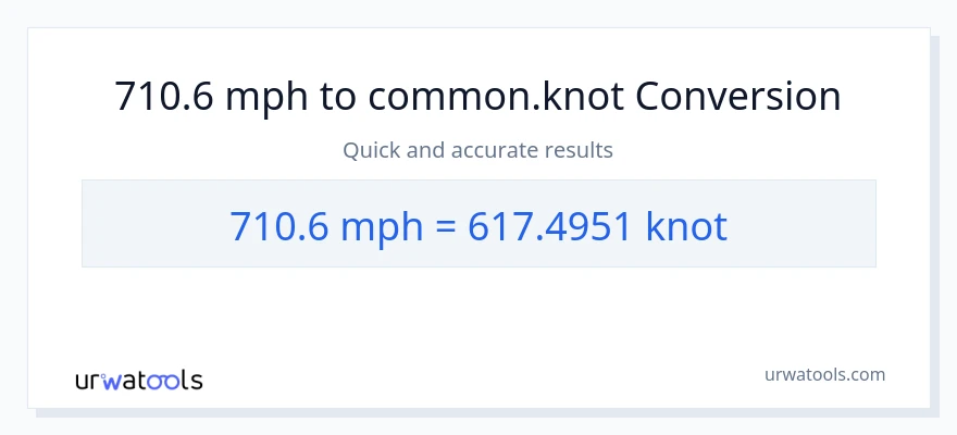 710.6 milya kada oras patungong Knots na conversion
