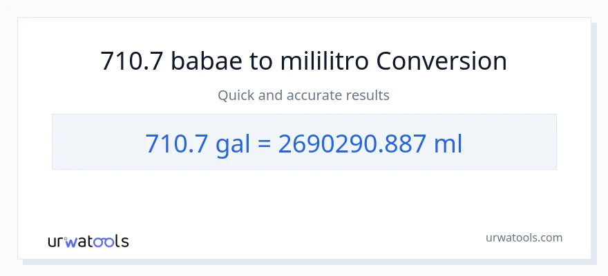 710.7 Mga galon patungong mga mililitro na conversion