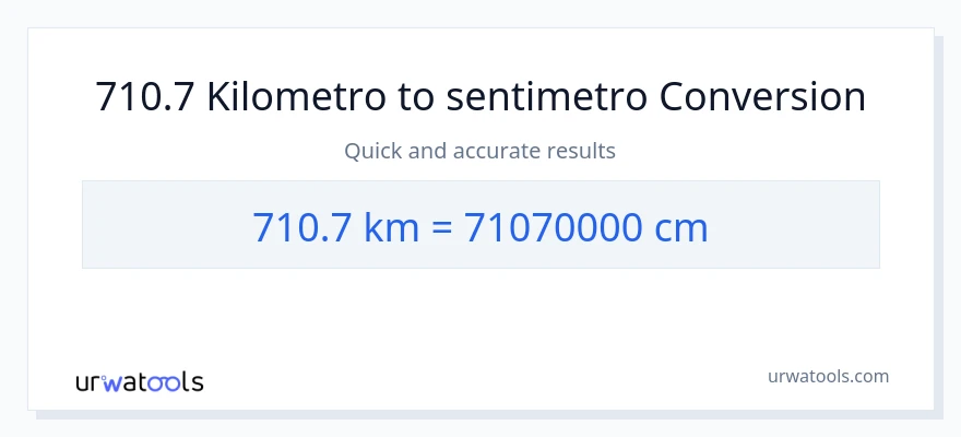 710.7 Kilometro patungong Mga Sentimetro na conversion
