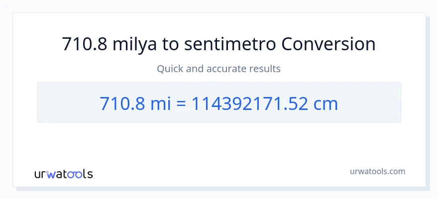710.8 milya patungong Mga Sentimetro na conversion