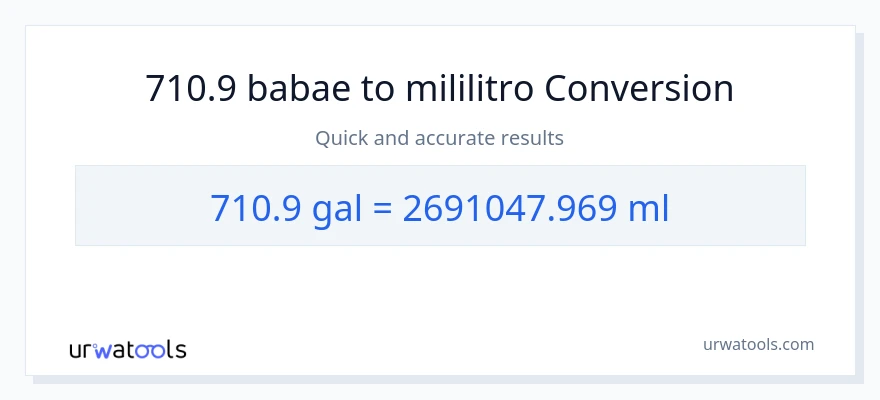 710.9 Mga galon patungong mga mililitro na conversion