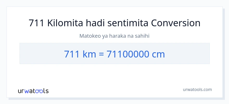 Ubadilishaji wa 711 kilomita hadi Sentimita