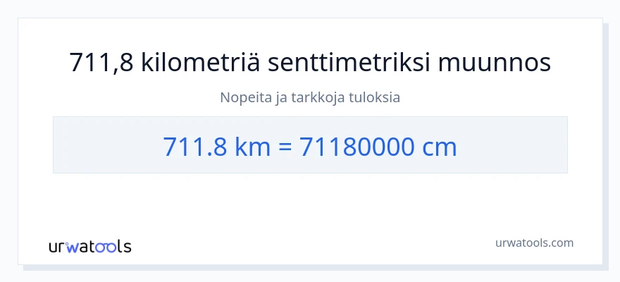 711.8 kilometrejä - Senttimetrit muunnos