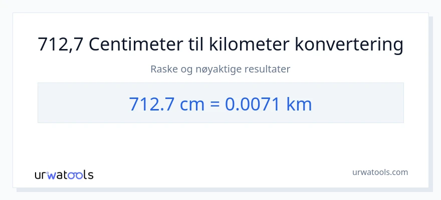 712.7 Centimeter til kilometer konvertering
