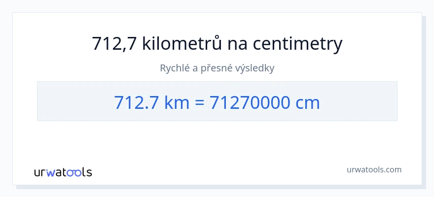 Konverze z kilometry na Centimetry: 712.7