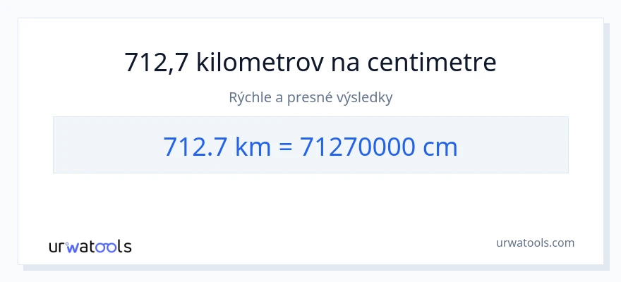 Konverzia z kilometre na Centimetre: 712.7